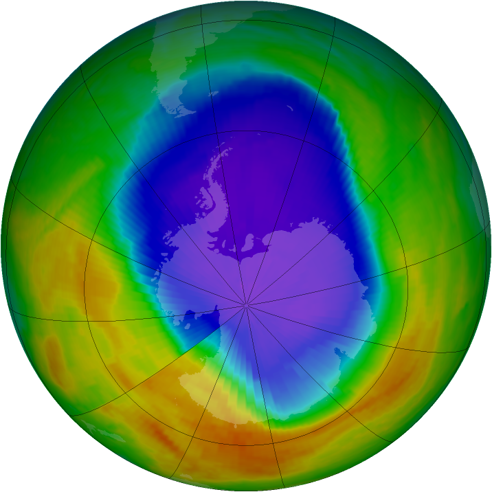 Antarctic ozone map for 14 October 2000